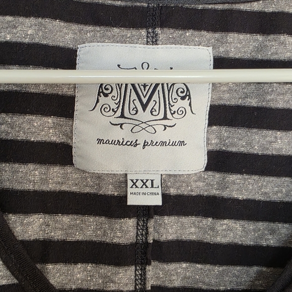 Maurices XXL Black and Gray Striped Long Sleeve Top with Sequins - Picture 3 of 4